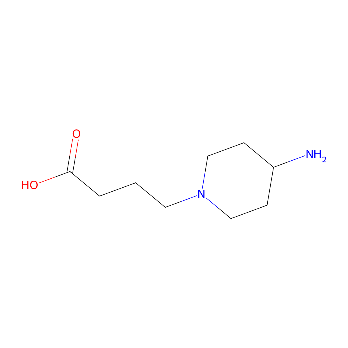 4-(4-Aminopiperidin-1-yl)butanoic acid molecular structure, CAS 1249564-18-8