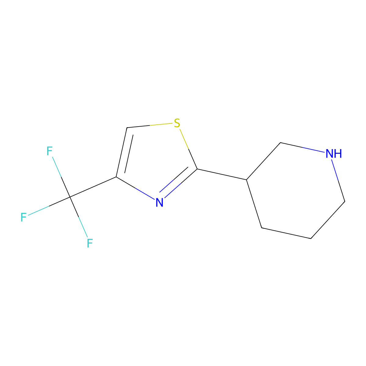 3-[4-(Trifluoromethyl)-1,3-thiazol-2-yl]piperidine molecular structure, CAS 1249566-89-9