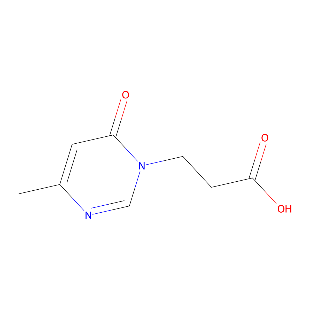 3-(4-Methyl-6-oxo-1,6-dihydropyrimidin-1-yl)propanoic acid molecular structure, CAS 1249567-59-6
