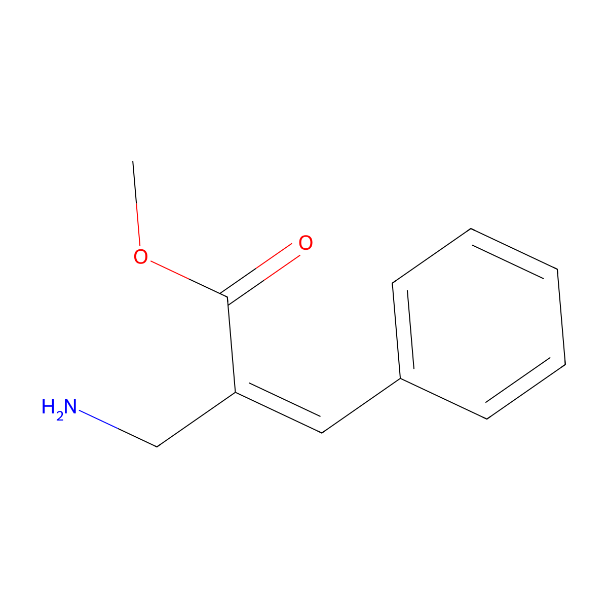 2-Propenoic acid, 2-(aminomethyl)-3-phenyl-, methyl ester, (2E)- molecular structure, CAS 124957-67-1