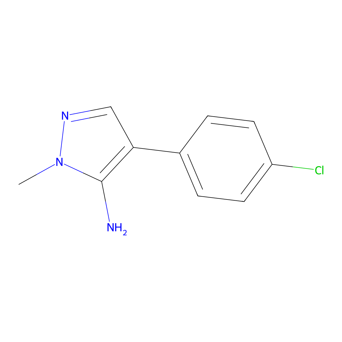 4-(4-Chlorophenyl)-1-methyl-1H-pyrazol-5-amine molecular structure, CAS 1249570-93-1