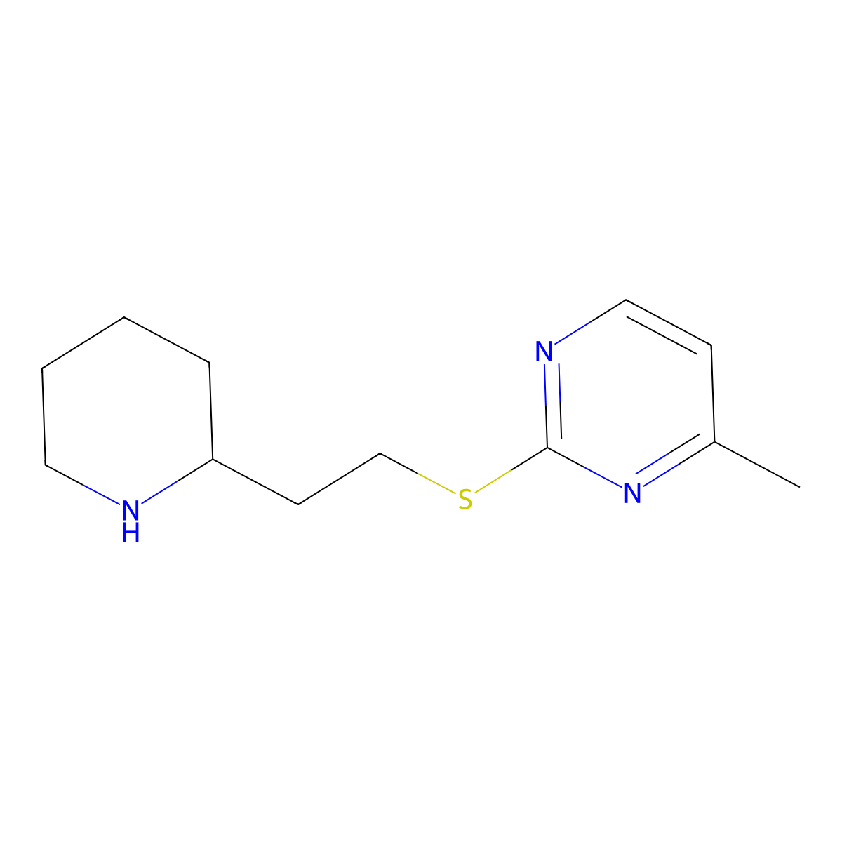 4-Methyl-2-{[2-(piperidin-2-yl)ethyl]sulfanyl}pyrimidine molecular structure, CAS 1249572-20-0
