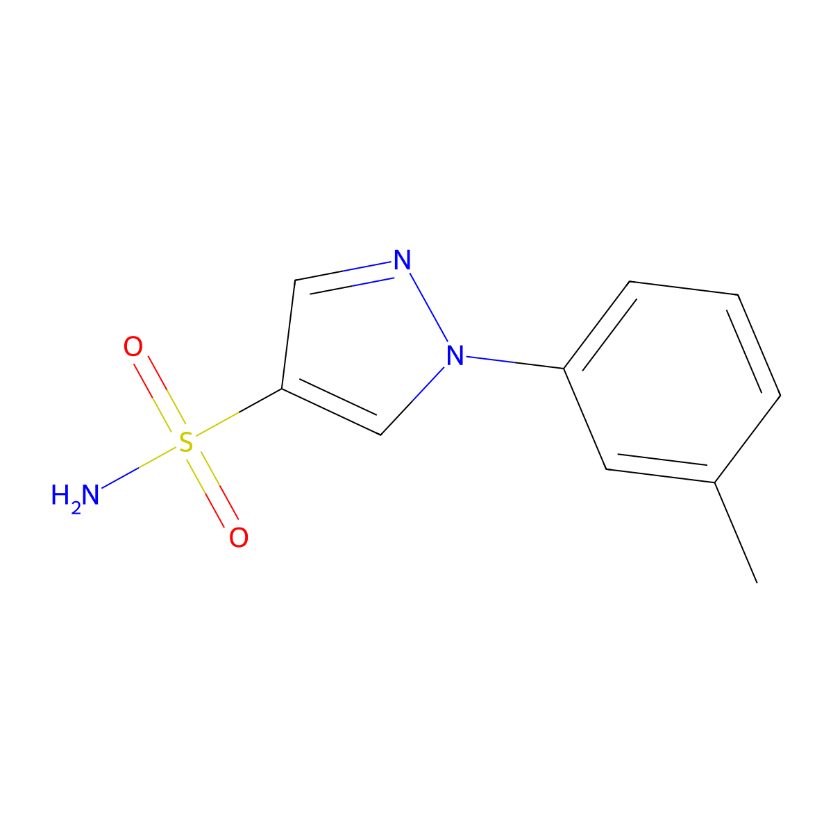 1-(3-methylphenyl)-1H-pyrazole-4-sulfonamide molecular structure, CAS 1249572-37-9