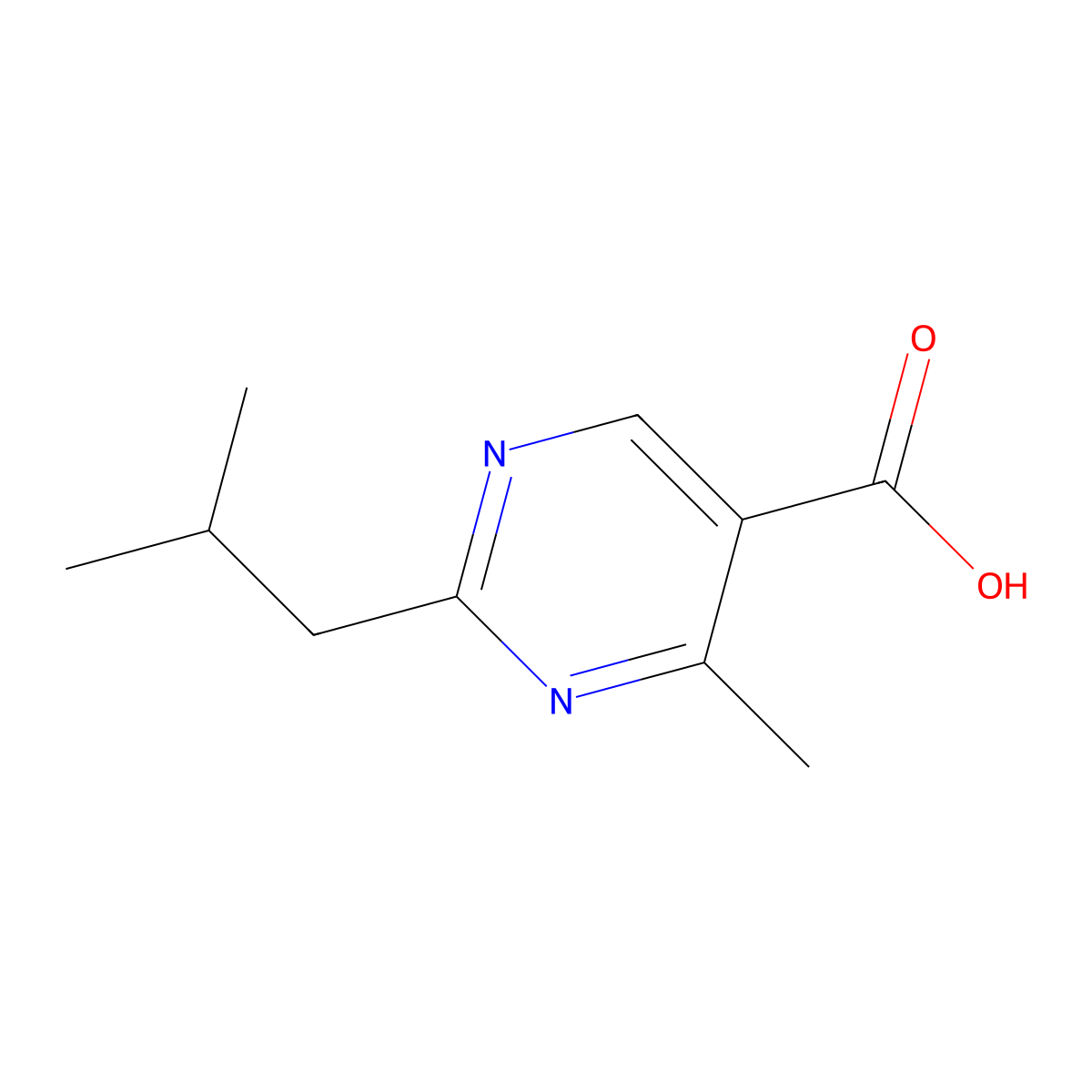 4-Methyl-2-(2-methylpropyl)pyrimidine-5-carboxylic acid molecular structure, CAS 1249574-57-9