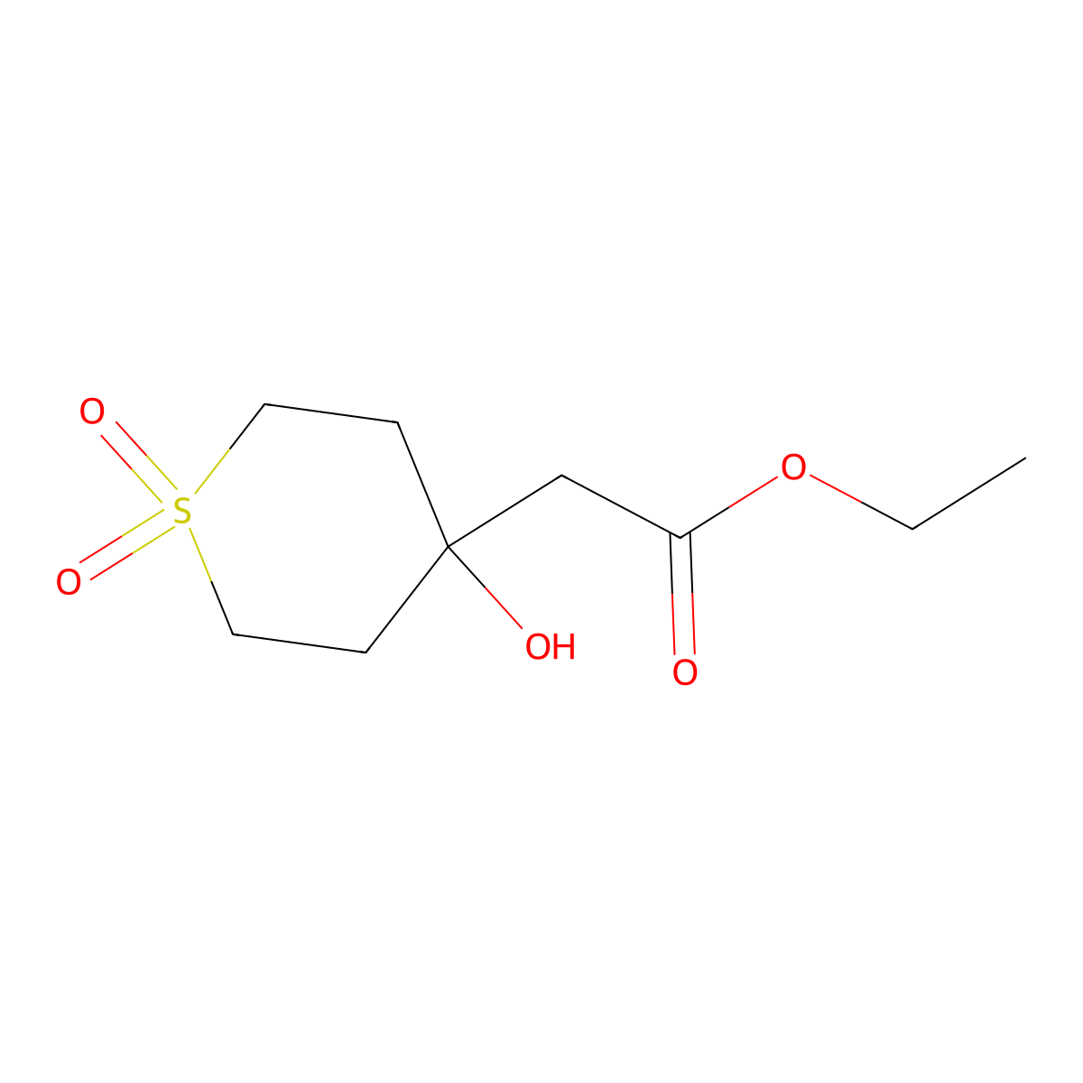 Ethyl 2-(4-hydroxy-1,1-dioxo-1lambda6-thian-4-yl)acetate molecular structure, CAS 1249576-10-0