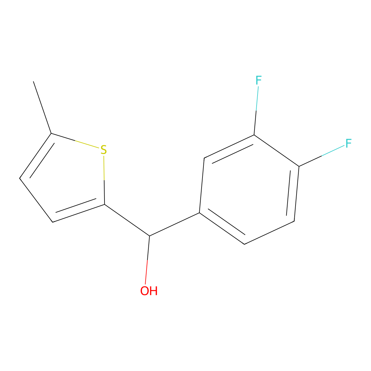 (3,4-Difluorophenyl)(5-methylthiophen-2-yl)methanol molecular structure, CAS 1249578-63-9