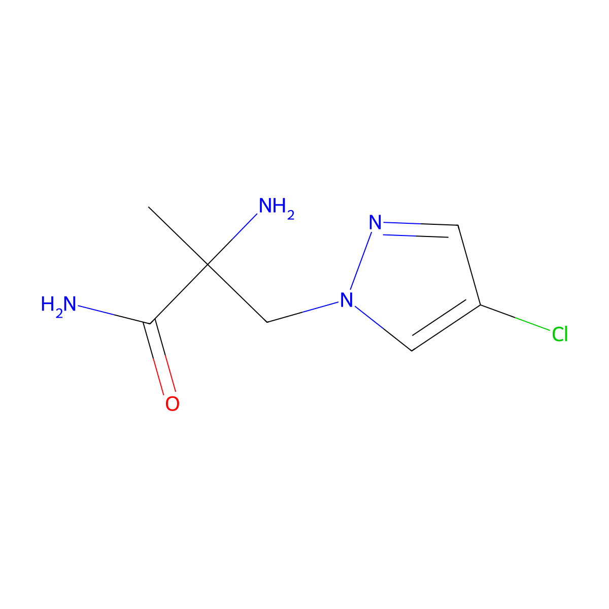 2-Amino-3-(4-chloro-1H-pyrazol-1-YL)-2-methylpropanamide molecular structure, CAS 1249579-28-9