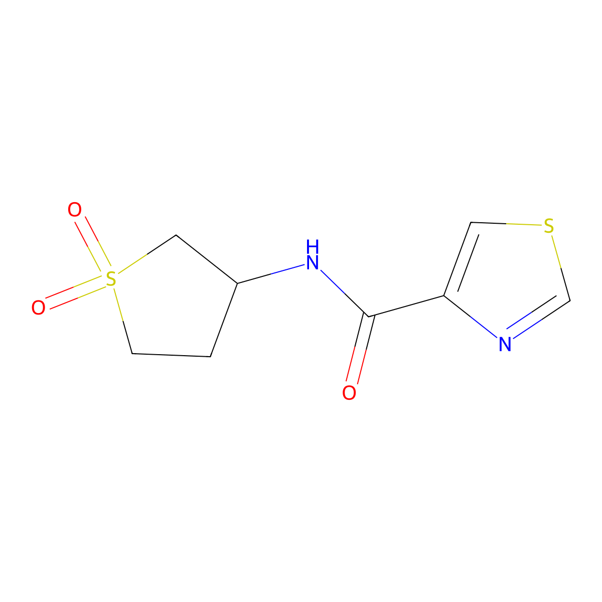 N-(Tetrahydro-1,1-dioxido-3-thienyl)-4-thiazolecarboxamide molecular structure, CAS 1249581-68-7