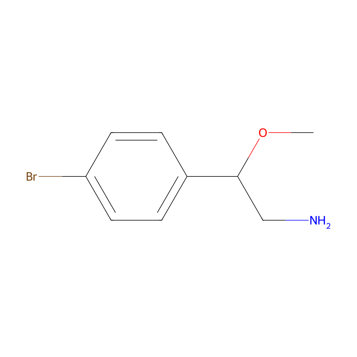 2-(4-Bromophenyl)-2-methoxyethan-1-amine molecular structure, CAS 1249583-70-7