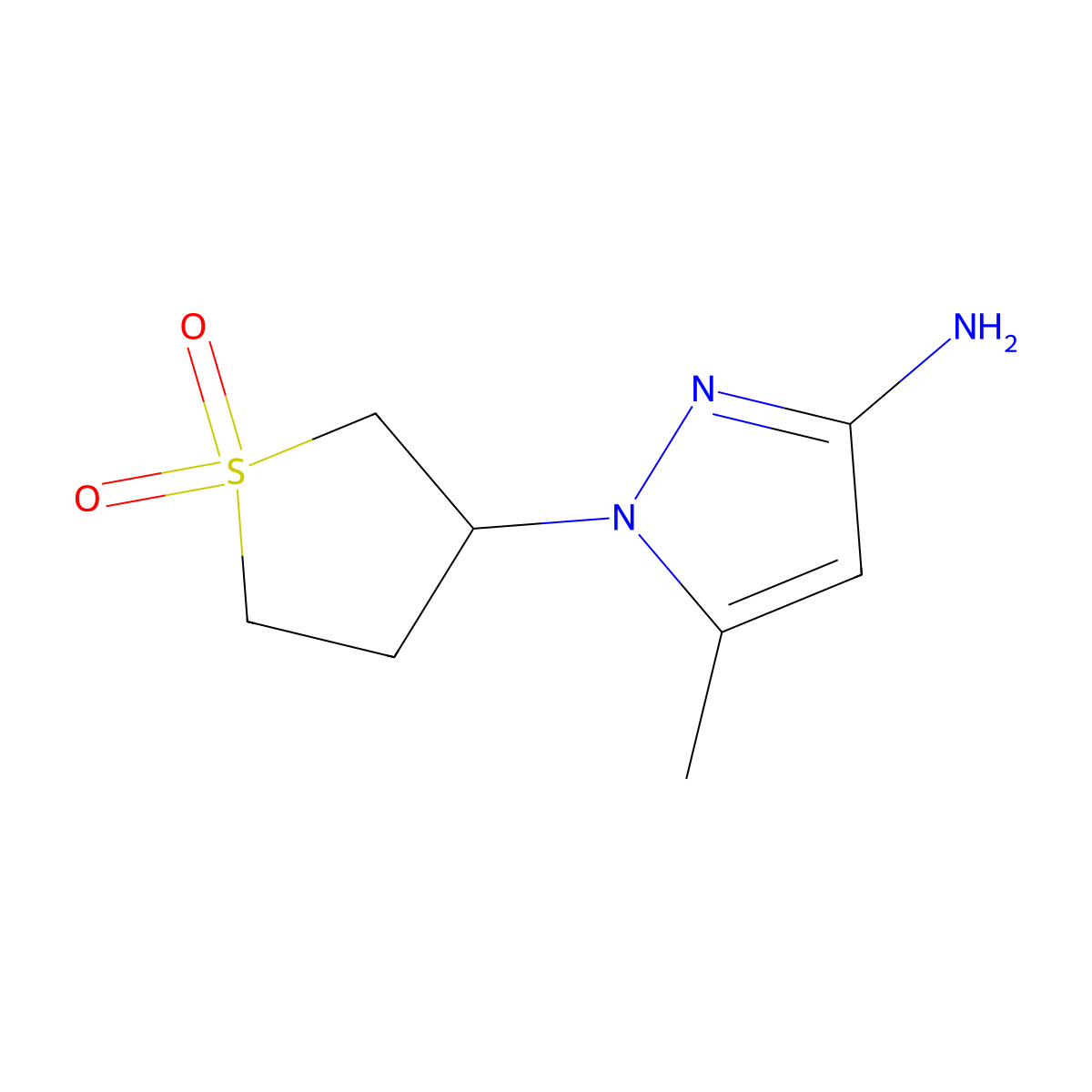 3-(3-Amino-5-methyl-1h-pyrazol-1-yl)tetrahydrothiophene 1,1-dioxide molecular structure, CAS 1249584-33-5