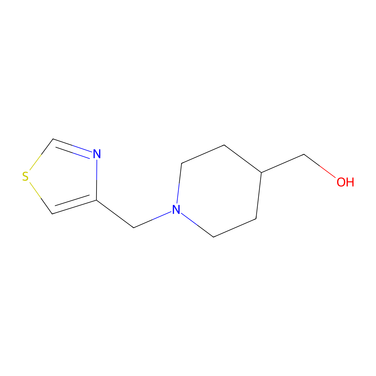 (1-(Thiazol-4-ylmethyl)piperidin-4-yl)methanol molecular structure, CAS 1249588-01-9