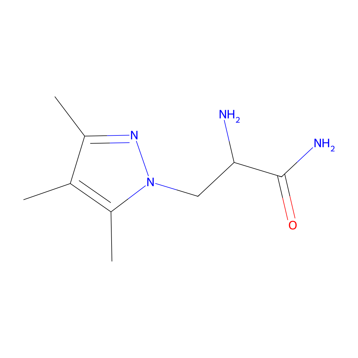 2-amino-3-(trimethyl-1H-pyrazol-1-yl)propanamide molecular structure, CAS 1249589-05-6