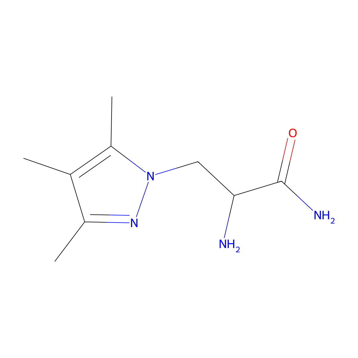 2-amino-3-(trimethyl-1H-pyrazol-1-yl)propanamide molecular structure, CAS 1249589-05-6
