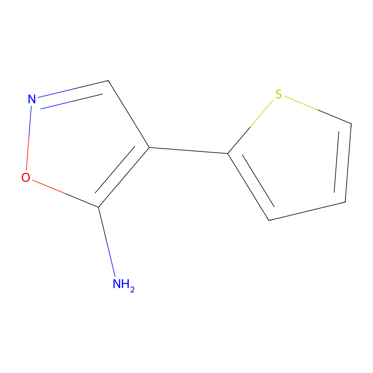 4-(Thiophen-2-yl)-1,2-oxazol-5-amine molecular structure, CAS 1249589-12-5