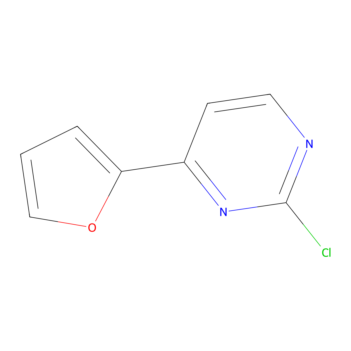 2-Chloro-4-(furan-2-yl)pyrimidine molecular structure, CAS 124959-28-0