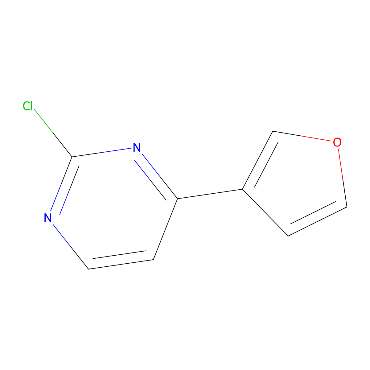 2-Chloro-4-(furan-3-yl)pyrimidine molecular structure, CAS 124959-29-1