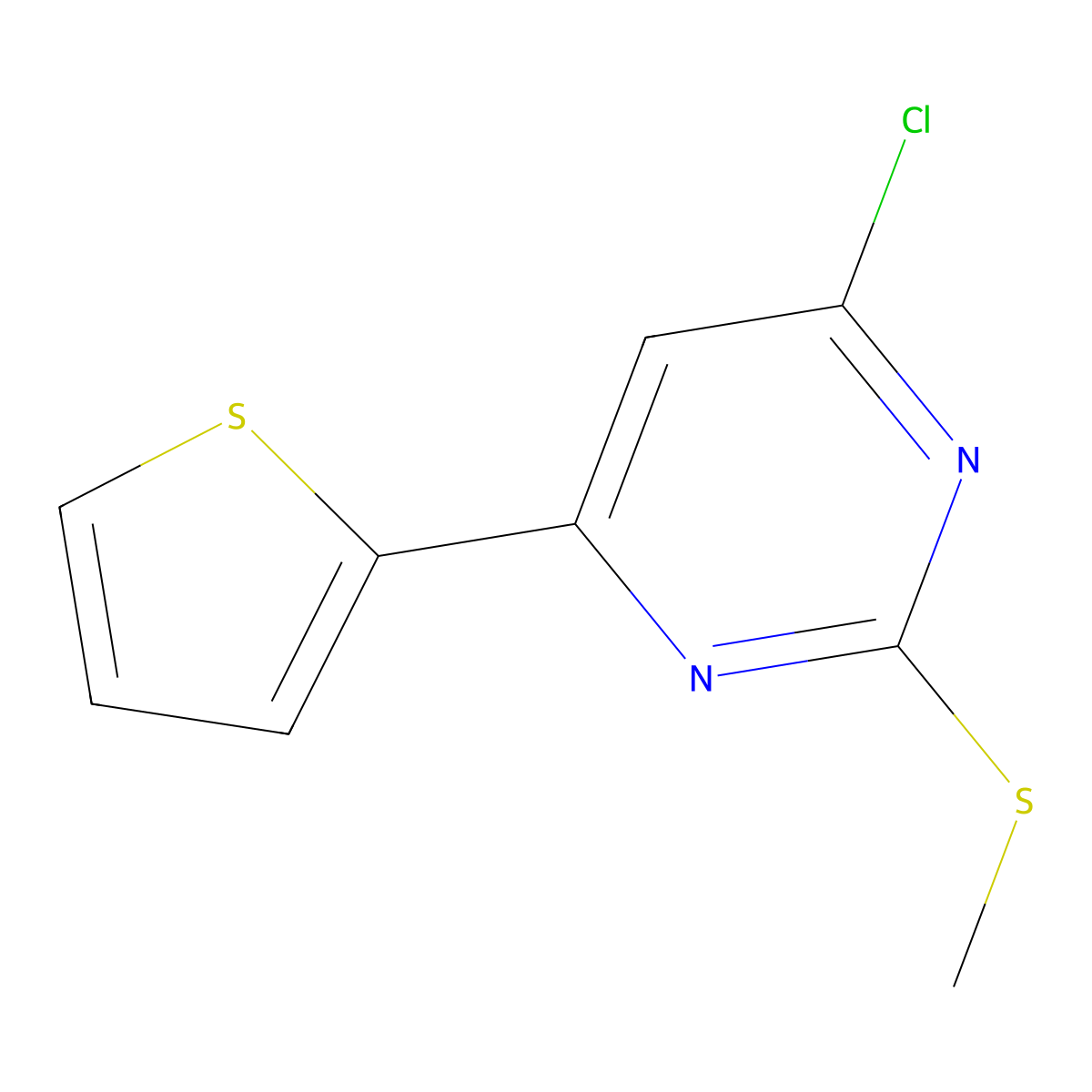 4-Chloro-2-(methylthio)-6-(thiophen-2-YL)pyrimidine molecular structure, CAS 124959-31-5