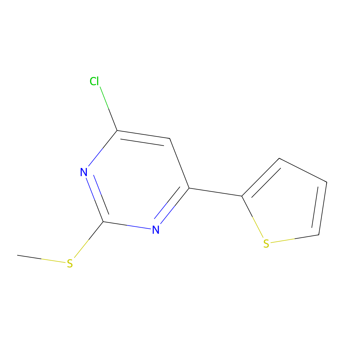 4-Chloro-2-(methylthio)-6-(thiophen-2-YL)pyrimidine molecular structure, CAS 124959-31-5