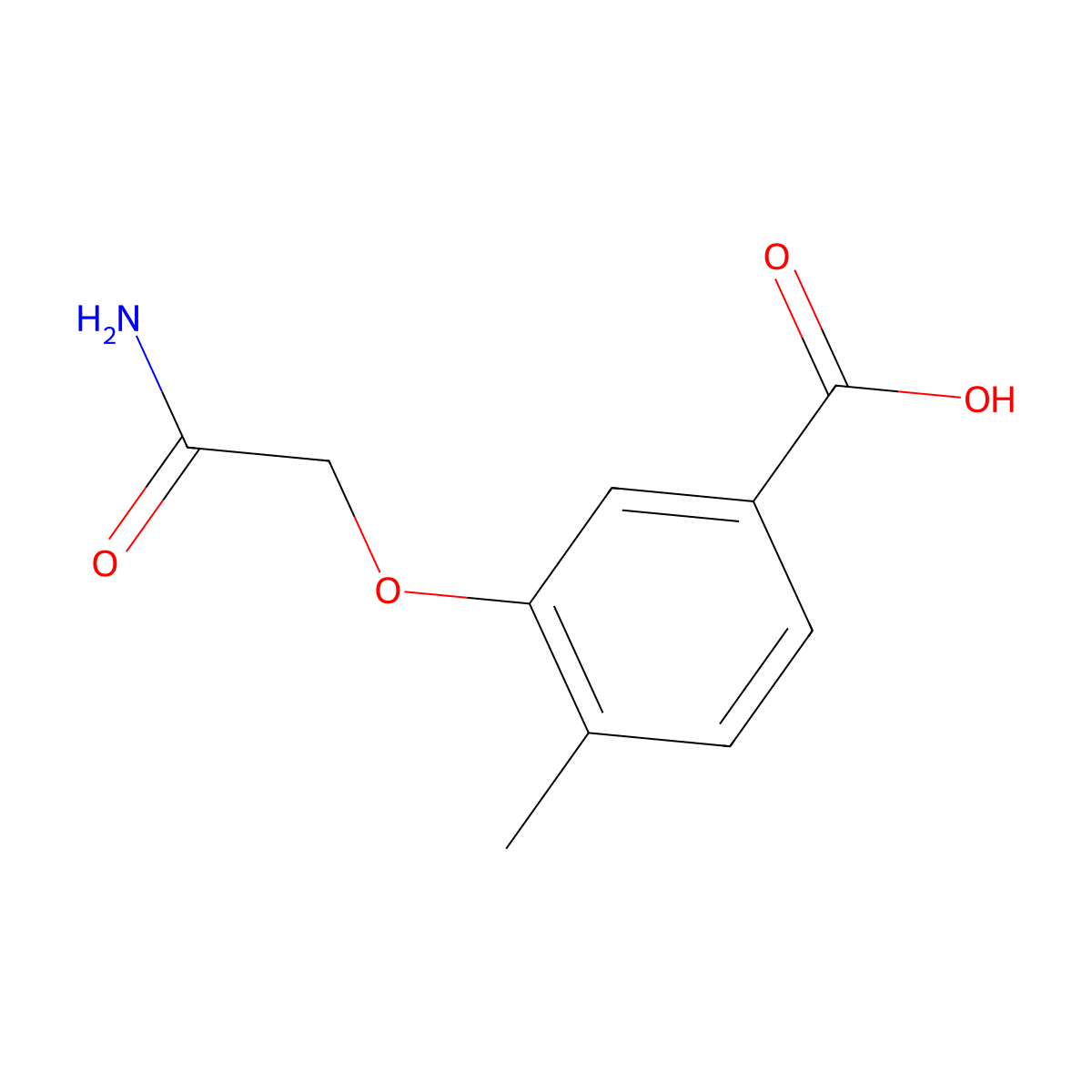 3-(Carbamoylmethoxy)-4-methylbenzoic acid molecular structure, CAS 1249590-78-0