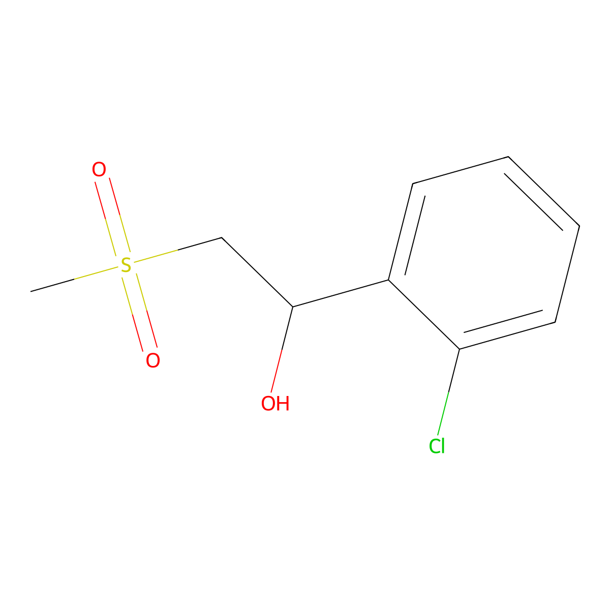 1-(2-Chlorophenyl)-2-(methylsulfonyl)ethanol molecular structure, CAS 1249591-96-5