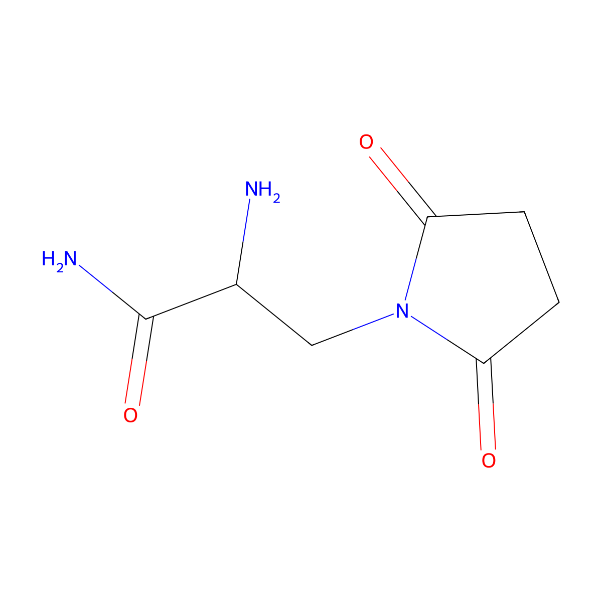 2-Amino-3-(2,5-dioxopyrrolidin-1-yl)propanamide molecular structure, CAS 1249592-06-0