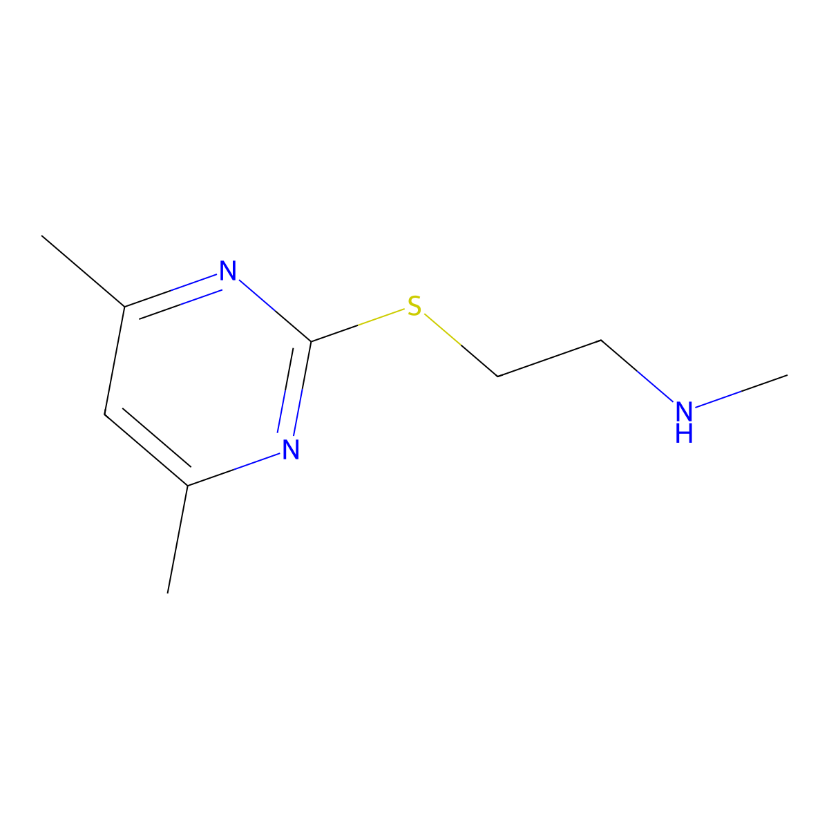 {2-[(4,6-Dimethylpyrimidin-2-yl)sulfanyl]ethyl}(methyl)amine molecular structure, CAS 1249592-49-1
