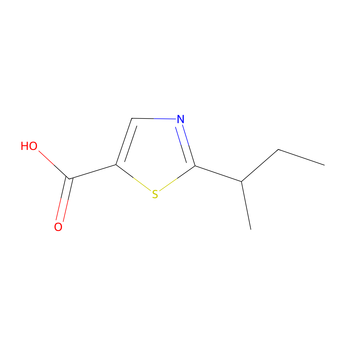 2-(Butan-2-yl)-1,3-thiazole-5-carboxylic acid molecular structure, CAS 1249593-55-2
