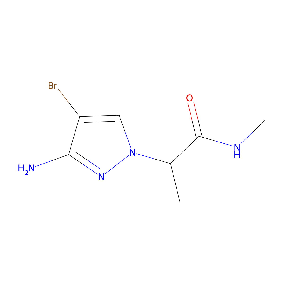 2-(3-amino-4-bromo-1H-pyrazol-1-yl)-N-methylpropanamide molecular structure, CAS 1249595-40-1