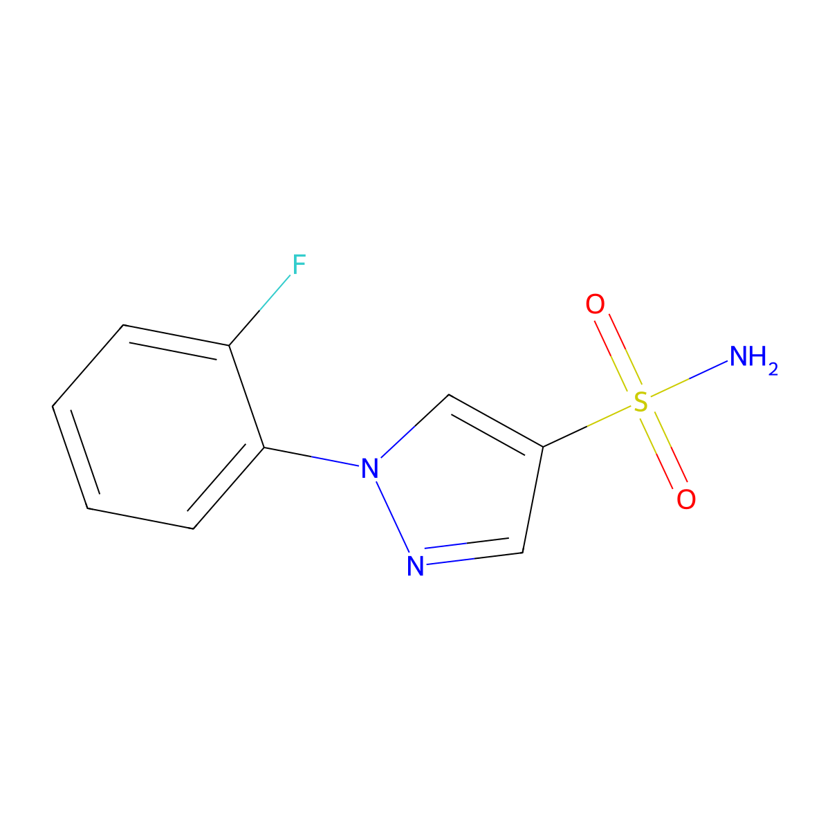 1-(2-fluorophenyl)-1H-pyrazole-4-sulfonamide molecular structure, CAS 1249595-67-2
