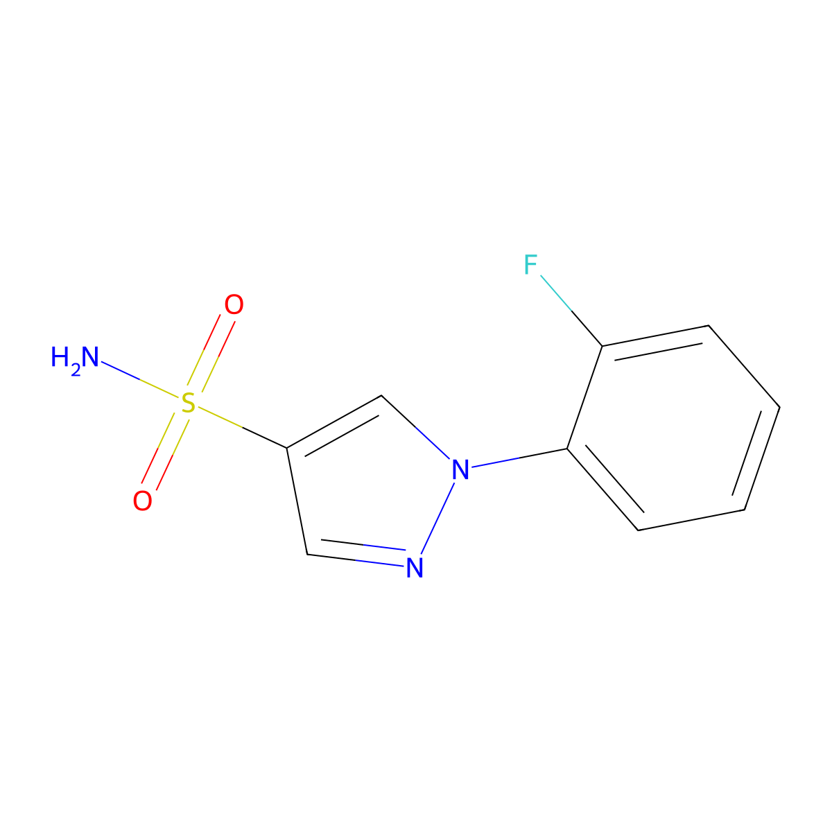 1-(2-fluorophenyl)-1H-pyrazole-4-sulfonamide molecular structure, CAS 1249595-67-2