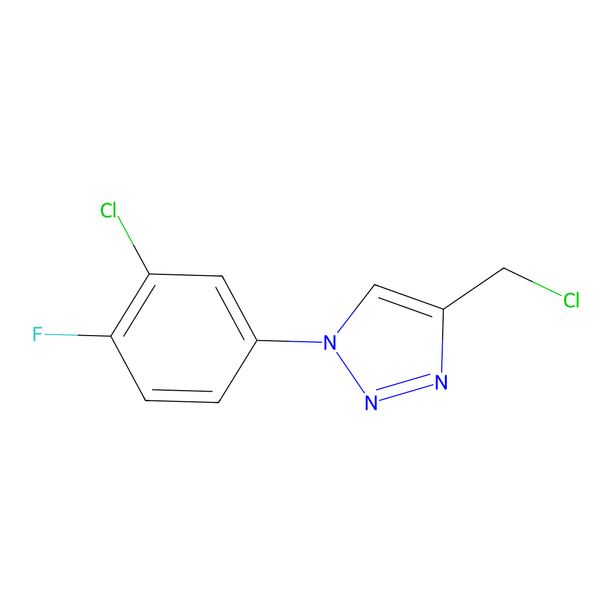 1-(3-chloro-4-fluorophenyl)-4-(chloromethyl)-1H-1,2,3-triazole molecular structure, CAS 1249604-96-3