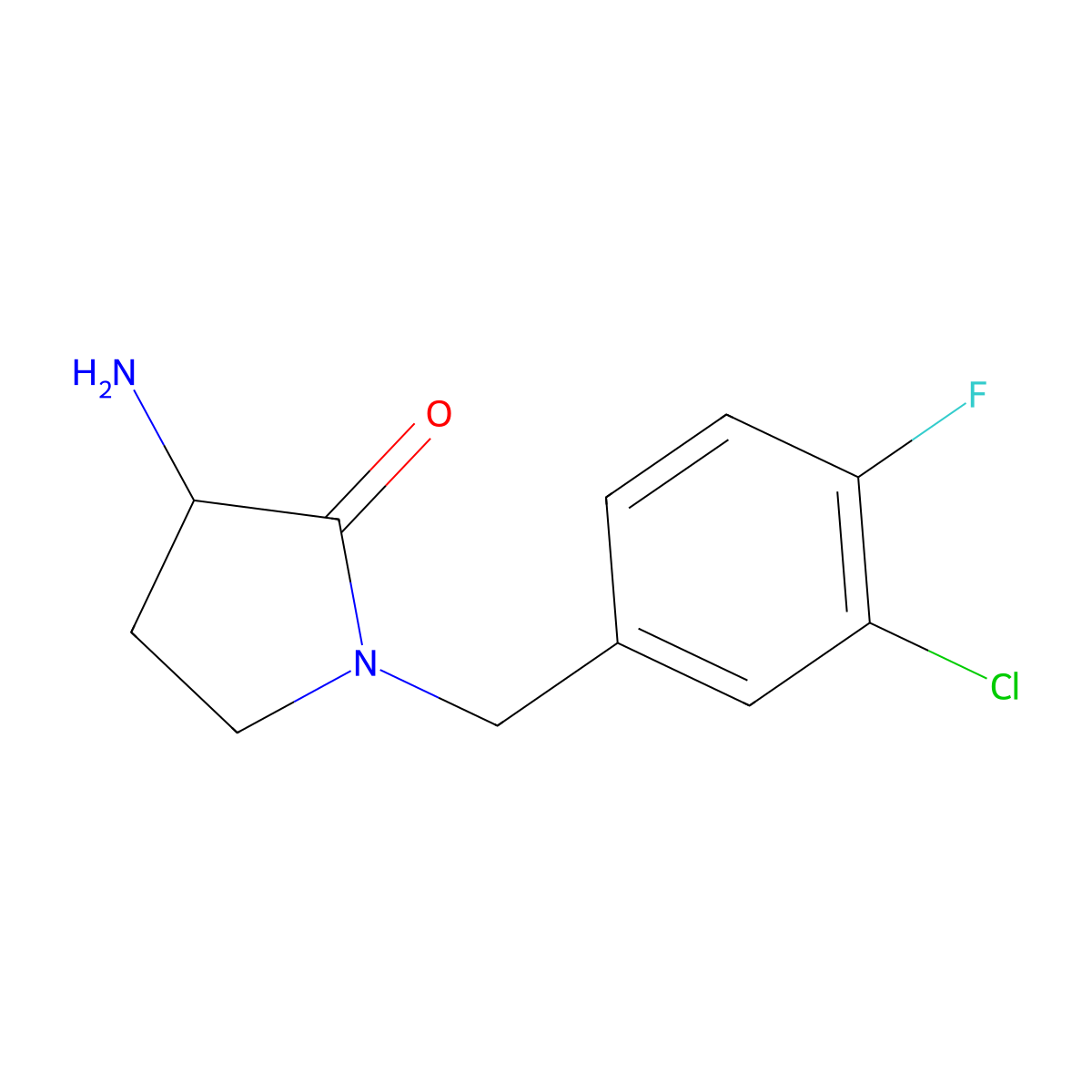 3-Amino-1-(3-chloro-4-fluorobenzyl)pyrrolidin-2-one molecular structure, CAS 1249608-09-0