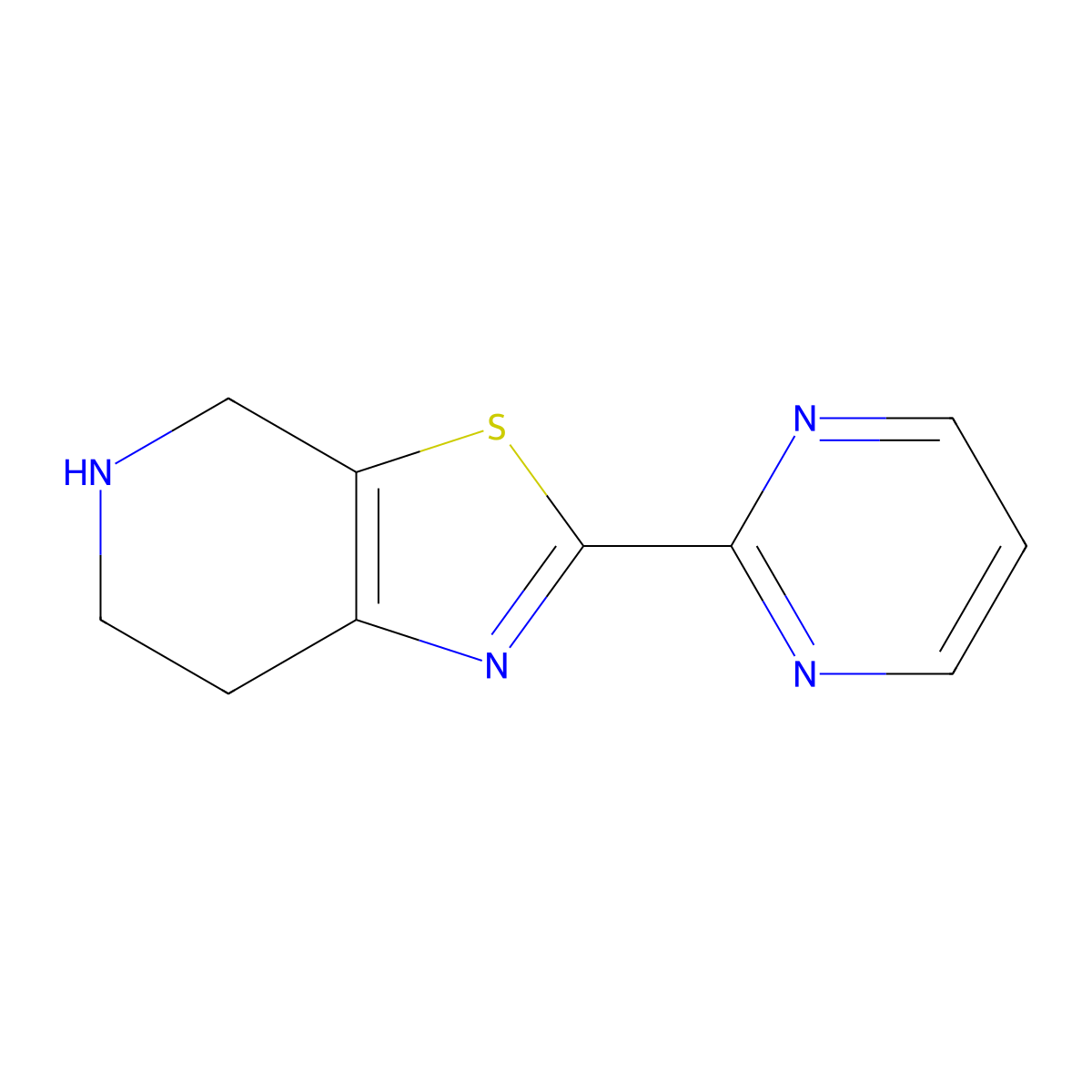 4,5,6,7-Tetrahydro-2-(2-pyrimidinyl)thiazolo[5,4-c]pyridine molecular structure, CAS 1249608-13-6