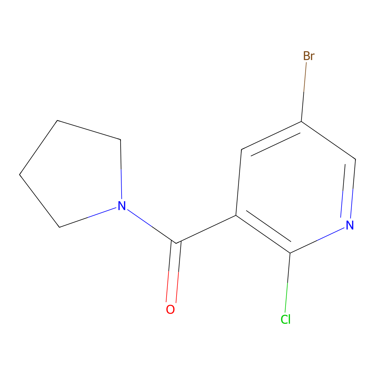 5-Bromo-2-chloro-3-(pyrrolidine-1-carbonyl)pyridine molecular structure, CAS 1249608-32-9