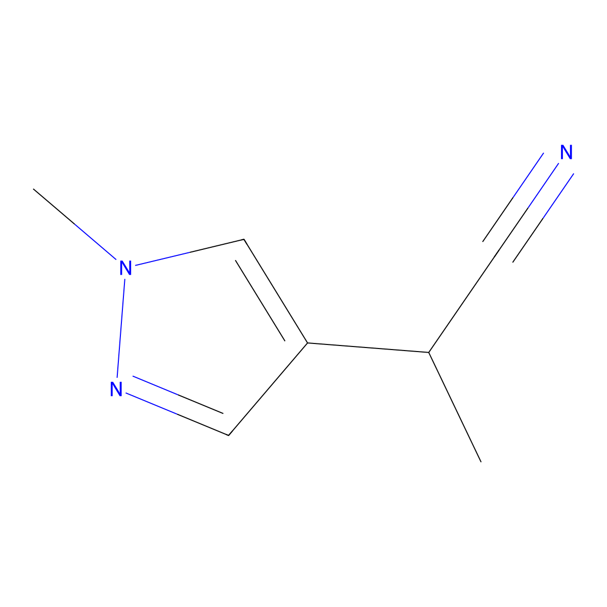 2-(1-methyl-1H-pyrazol-4-yl)propanenitrile molecular structure, CAS 1249609-23-1