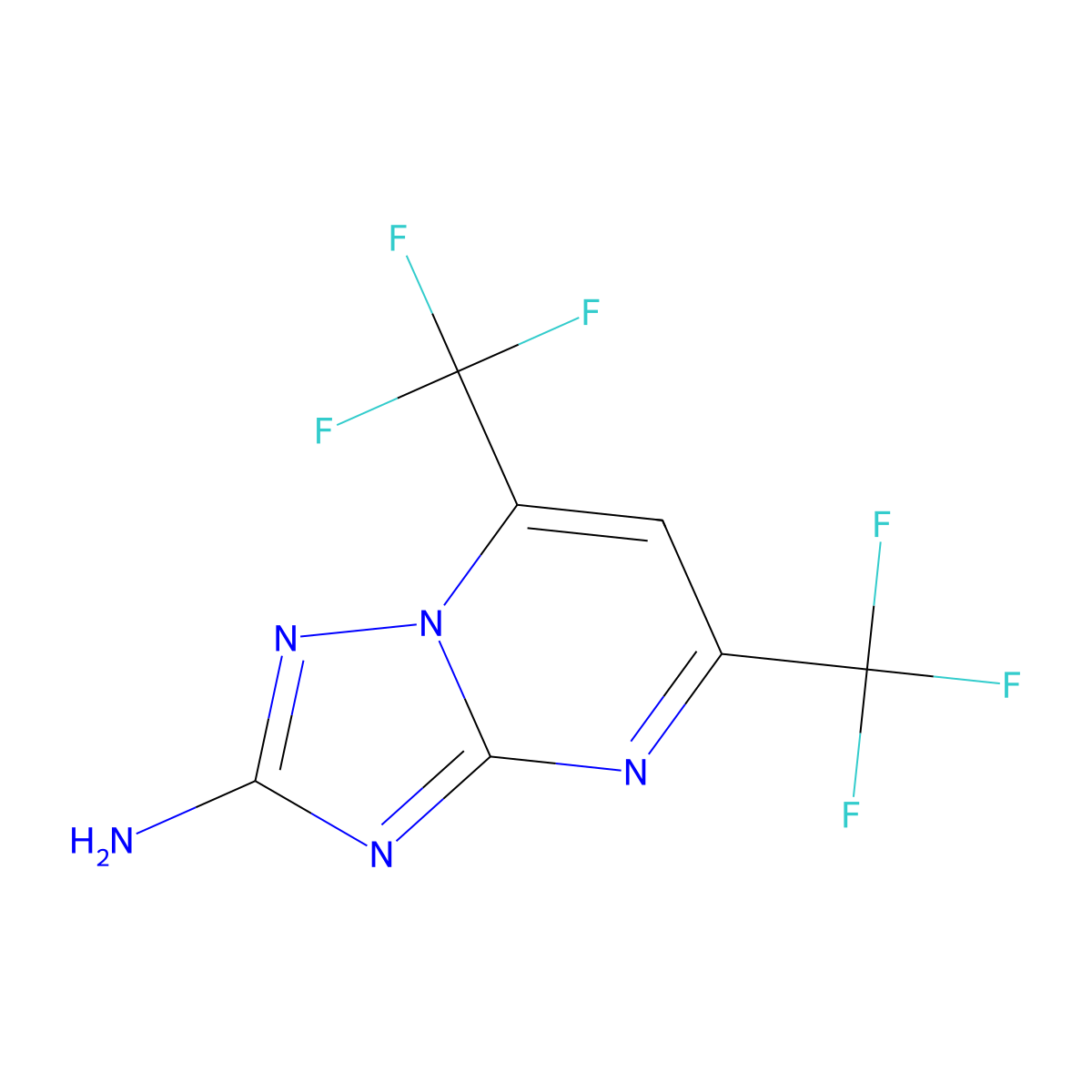 2-Amino-5,7-bis(trifluoromethyl)-[1,2,4]triazolo[1,5-a]pyrimidine molecular structure, CAS 124961-84-8