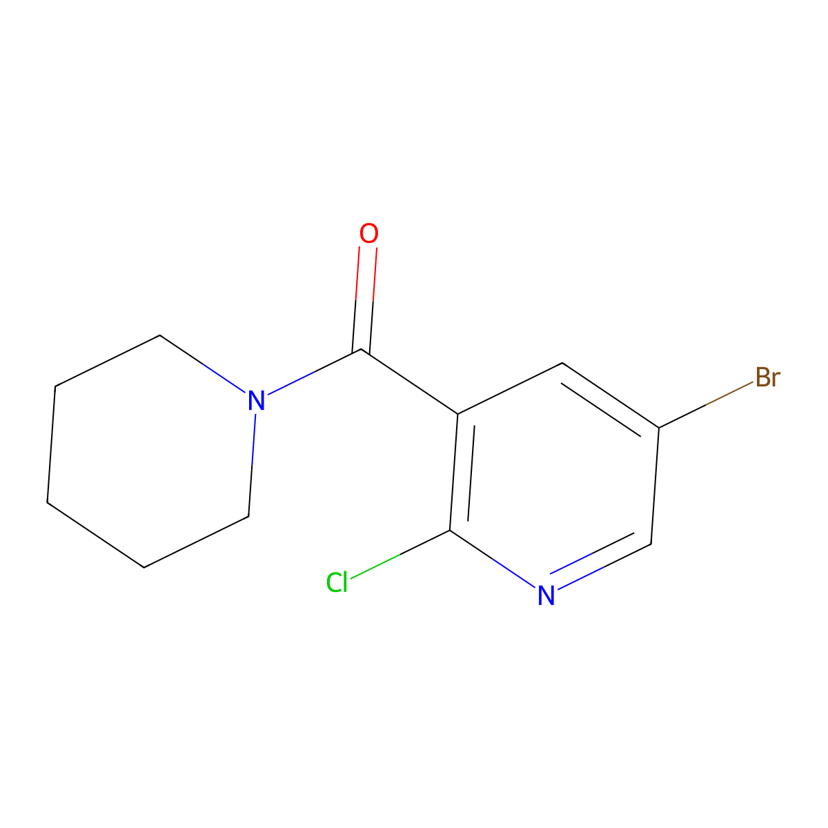 5-Bromo-2-chloro-3-[(piperidin-1-yl)carbonyl]pyridine molecular structure, CAS 1249612-38-1