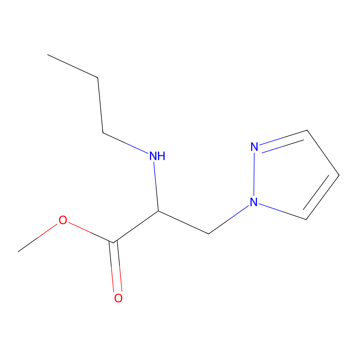 Methyl 2-(propylamino)-3-(1h-pyrazol-1-yl)propanoate molecular structure, CAS 1249613-63-5