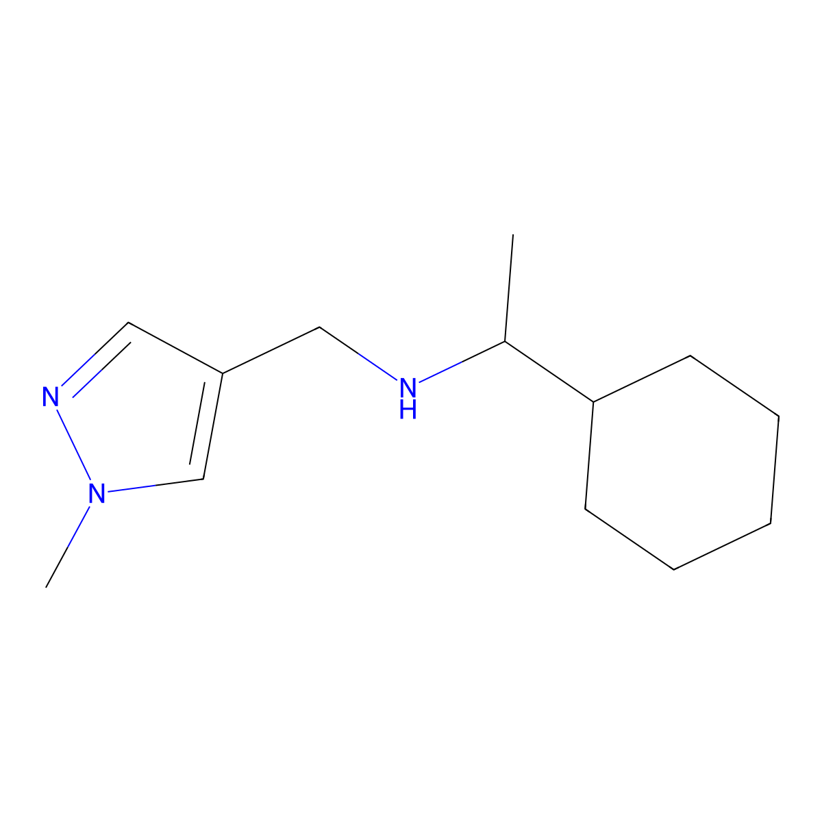1-Cyclohexyl-N-((1-methyl-1h-pyrazol-4-yl)methyl)ethan-1-amine molecular structure, CAS 1249615-10-8