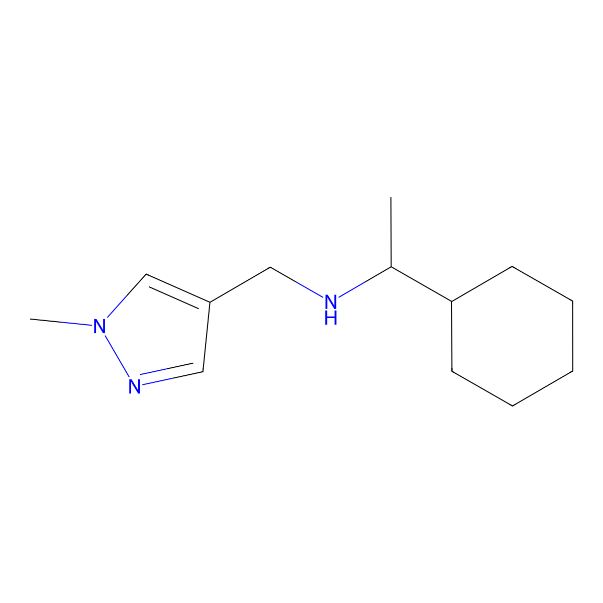 1-Cyclohexyl-N-((1-methyl-1h-pyrazol-4-yl)methyl)ethan-1-amine molecular structure, CAS 1249615-10-8