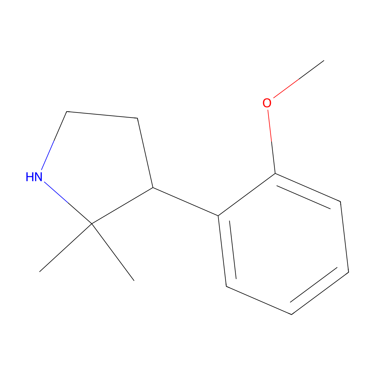 3-(2-Methoxyphenyl)-2,2-dimethylpyrrolidine molecular structure, CAS 1249617-17-1