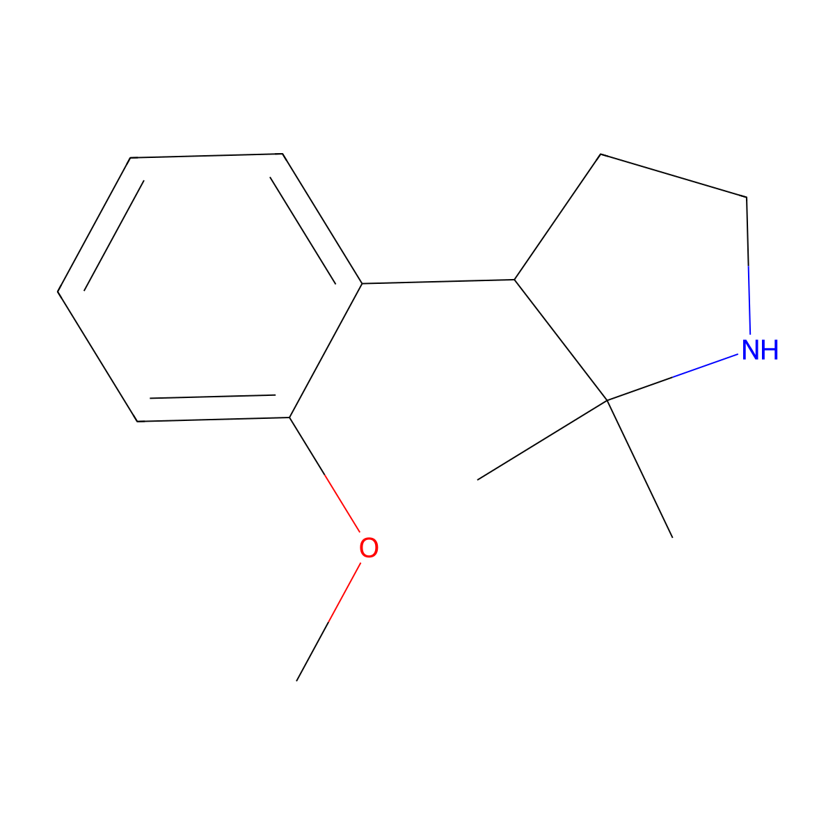 3-(2-Methoxyphenyl)-2,2-dimethylpyrrolidine molecular structure, CAS 1249617-17-1