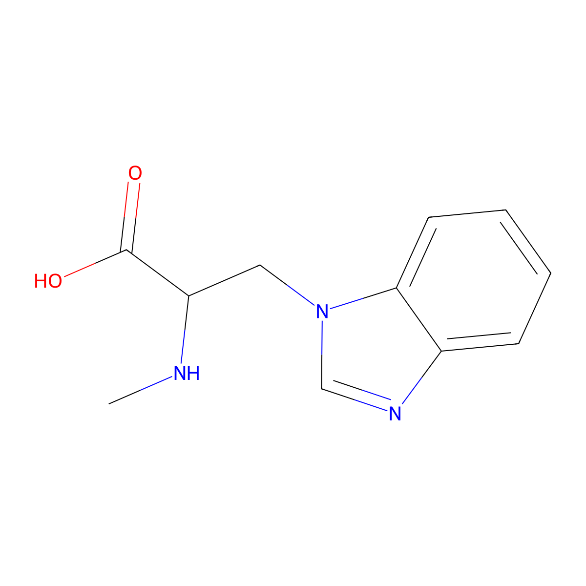 3-(1H-Benzo[d]imidazol-1-yl)-2-(methylamino)propanoic acid molecular structure, CAS 1249617-88-6