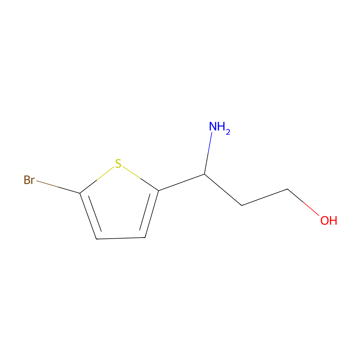 3-Amino-3-(5-bromothiophen-2-yl)propan-1-ol molecular structure, CAS 1249620-39-0