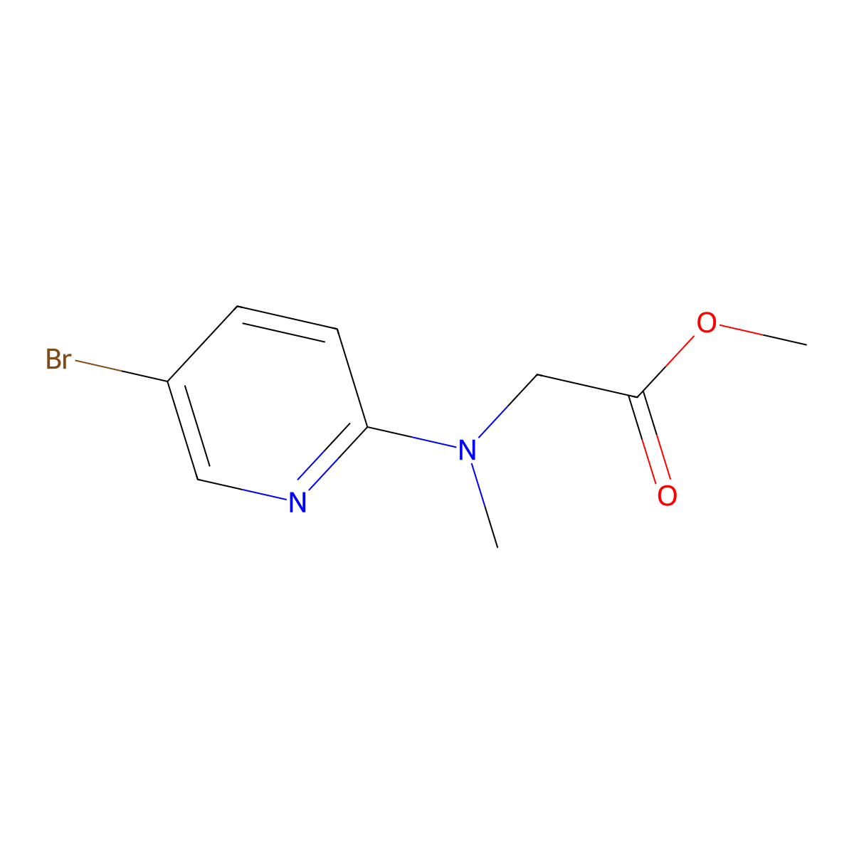 Methyl 2-[(5-bromopyridin-2-yl)(methyl)amino]acetate molecular structure, CAS 1249621-29-1