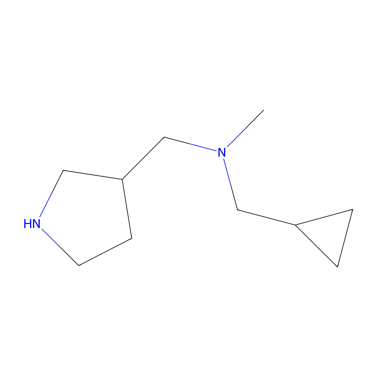 (Cyclopropylmethyl)(methyl)(pyrrolidin-3-ylmethyl)amine molecular structure, CAS 1249622-45-4