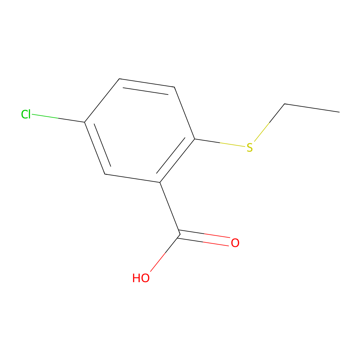 5-Chloro-2-(ethylsulfanyl)benzoic acid molecular structure, CAS 1249627-95-9