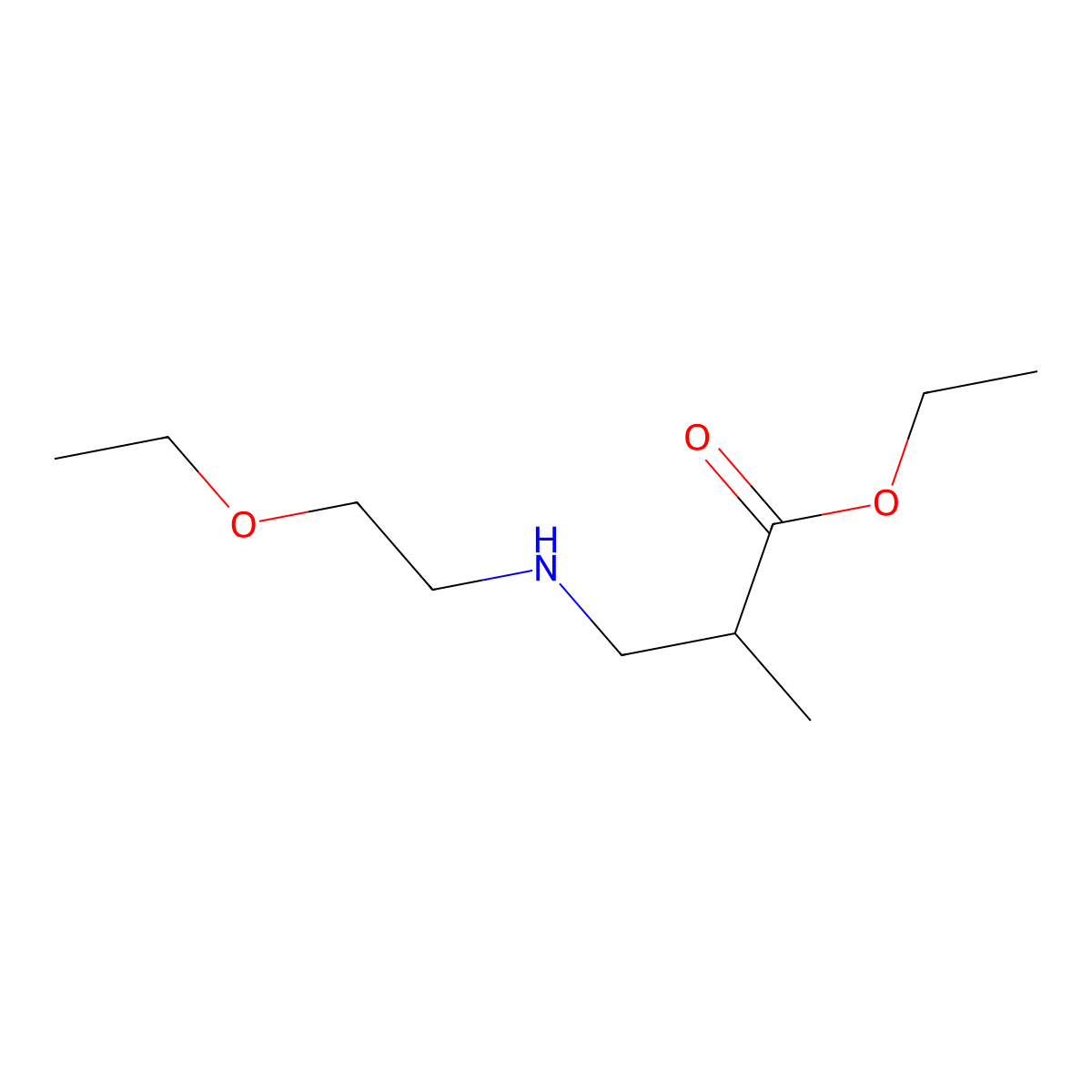 Ethyl 3-[(2-ethoxyethyl)amino]-2-methylpropanoate molecular structure, CAS 1249631-08-0