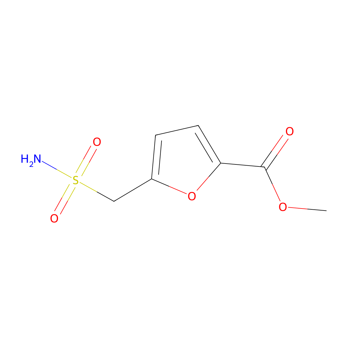 Methyl 5-(sulfamoylmethyl)furan-2-carboxylate molecular structure, CAS 1249637-13-5