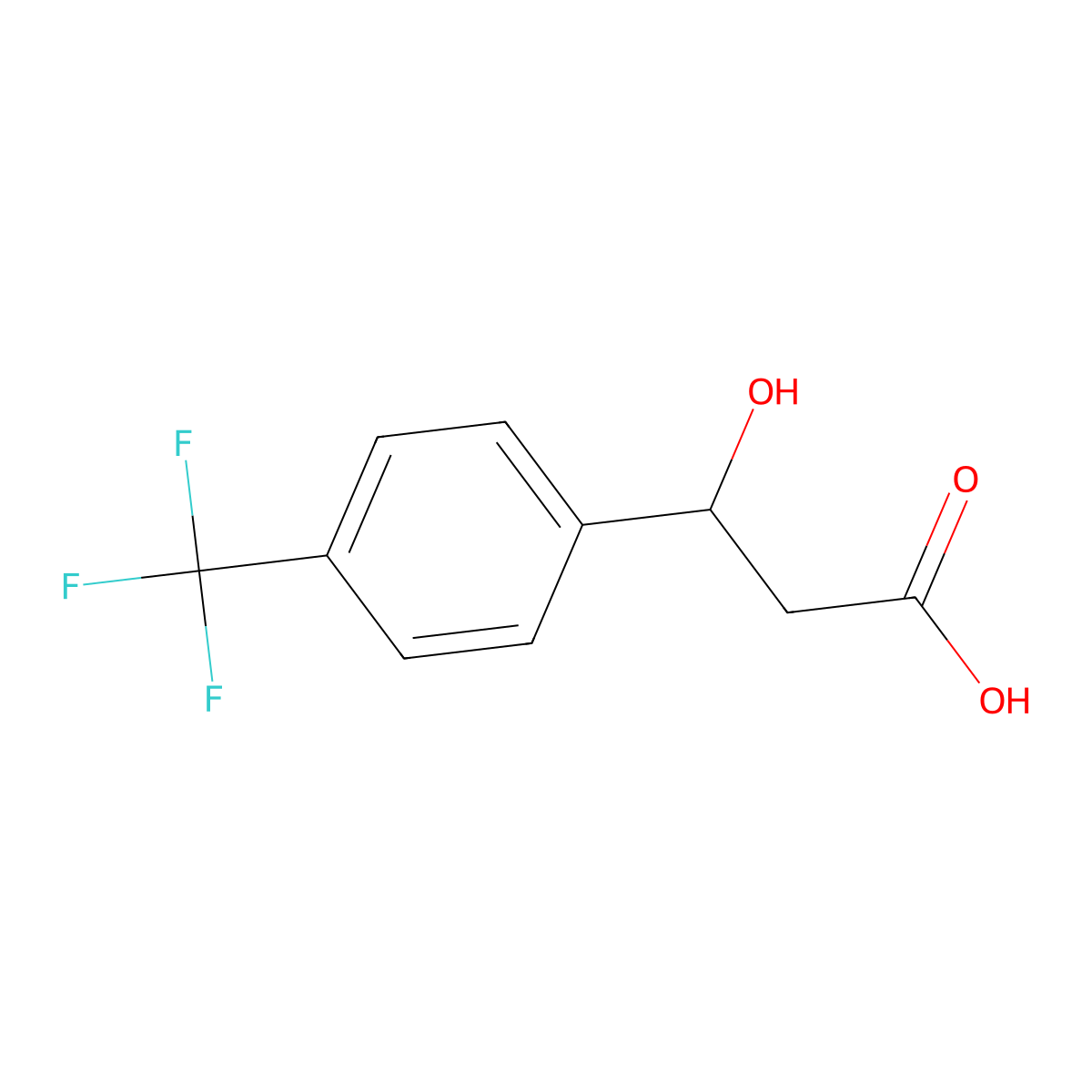 3-Hydroxy-3-(4-(trifluoromethyl)phenyl)propanoic acid molecular structure, CAS 1249638-91-2